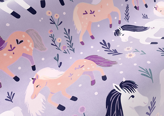 Pony Pals, Lilac - Motorised Roman Blind - Image 4